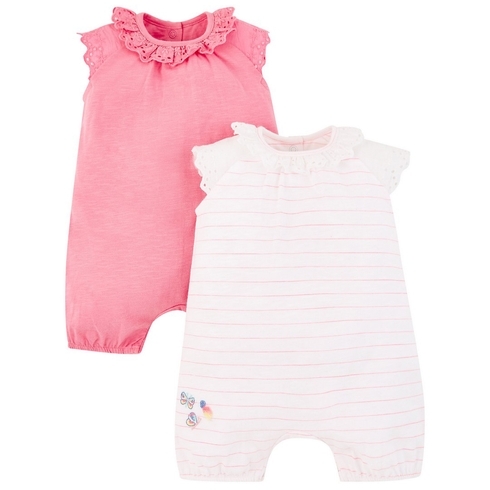 Pink Broderie Rompers - 2 Pack