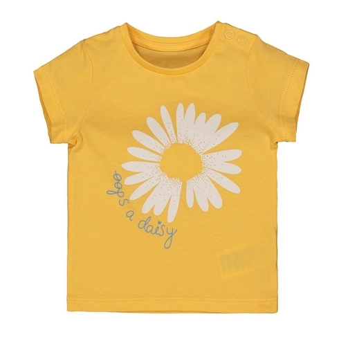 Girls Half Sleeves T-Shirt Floral Print - Yellow