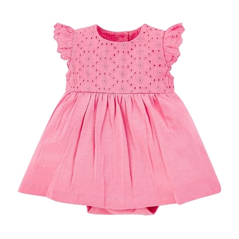 Pink Broderie Romper Dress