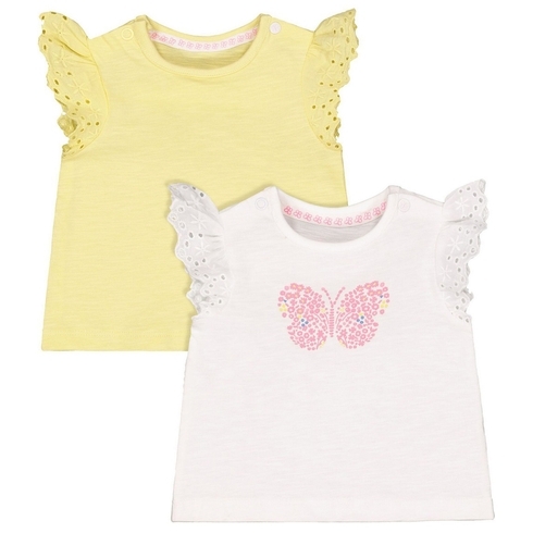 Butterfly And Yellow Frill T-Shirts - 2 Pack