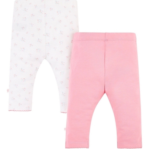 Girls Floral And Pink Leggings - Pack Of 2 - Floral &Amp; Pink