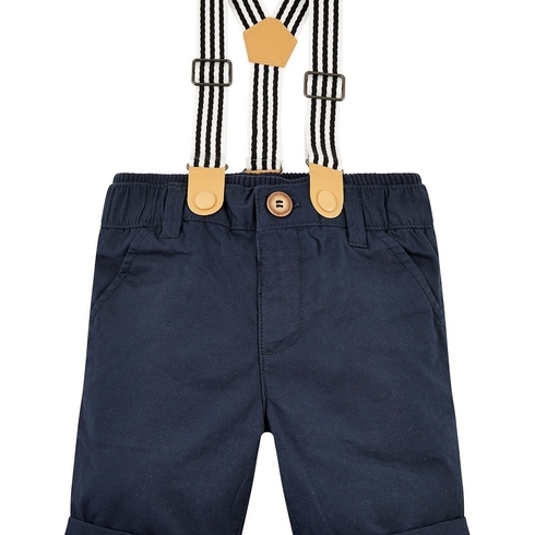 Boys Shorts Chino With Suspenders - Navy