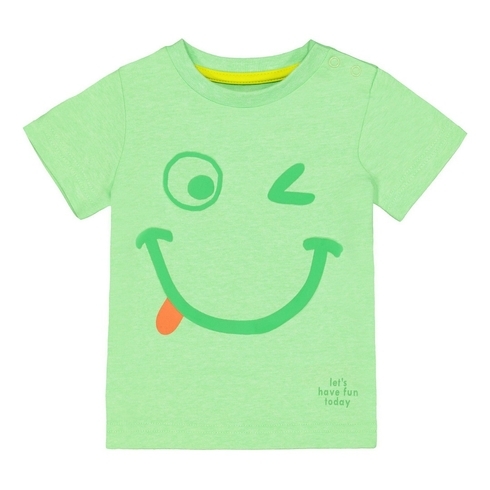 Boys Half Sleeves T-Shirt 3D Smiley Print - Green