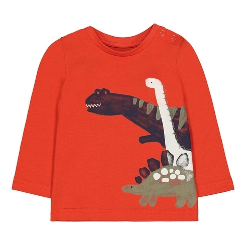 Boys Full Sleeves T-Shirt Dino Print - Orange
