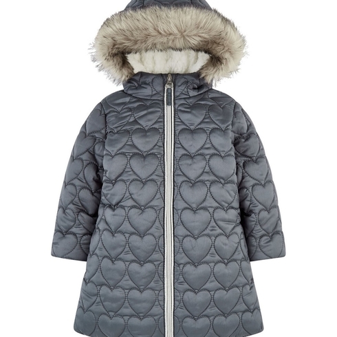 Quilted Heart Coat With Borg Lining