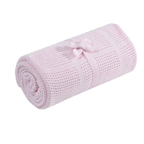 Mothercare cot or cot bed cellular cotton blanket pink