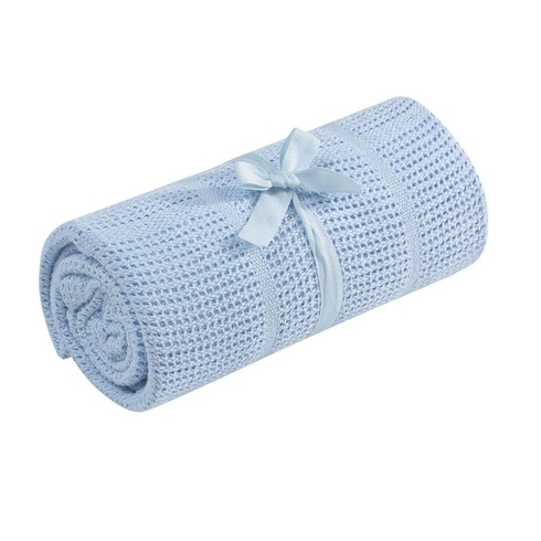 Mothercare cot or cot bed cellular cotton blanket blue