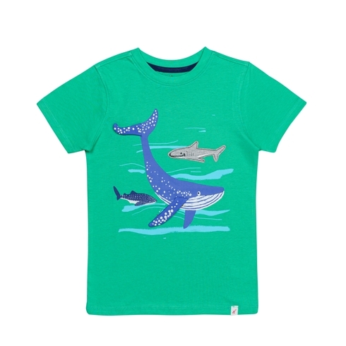 H By Hamleys Boys Short Sleeves T-Shirt Whale Printed-Green