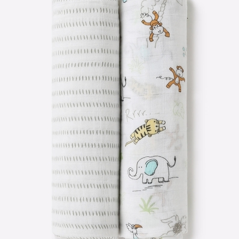 Mila baby jungle fun swaddle multicolor pack of 2