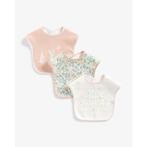 Mothercare Flutterby Toddler Bibs Pink Pack Of 3