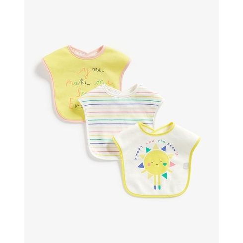 Mothercare Sunshine Toddler Bibs Yellow Pack Of 3