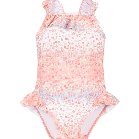Girls Floral Frill Swimsuit