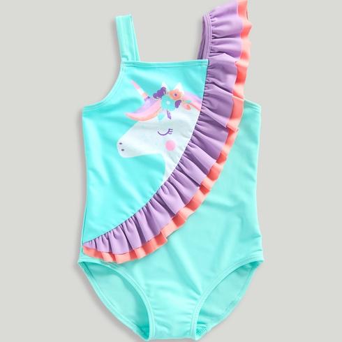 Mothercare Girls Party Horse Swimsuit-Blue