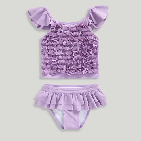 Mothercare Girls Flower Frill 2-Piece Tankini-Yellow