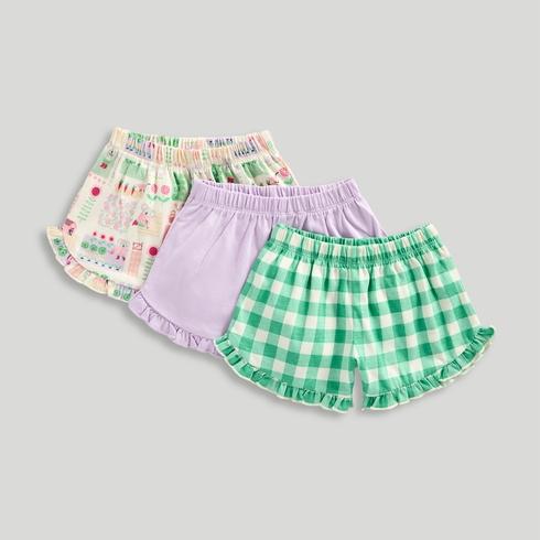 Mothercare Girls Koala Meadow Frilled Shorts-Pack of 3-Multicolourcolour