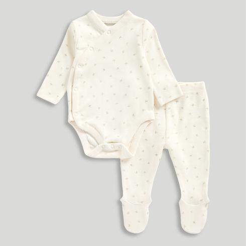 Mothercare Unisex Classic Soft Melody Ribbed Bodysuit and Leggings 2-Piece Set-Cream