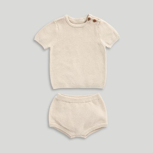 Mothercare Unisex Contemporary Safari Sands 100% Cotton Knitted 2-Piece Set-Brown