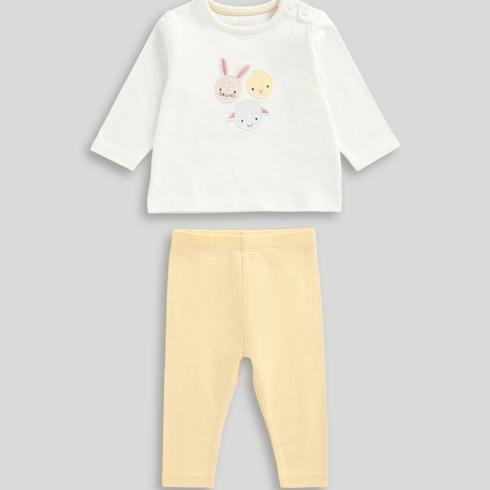 Mothercare Unisex Valentines & Easter Easter Top and Leggings 2-Piece Set-White