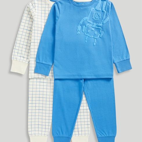 Mothercare Boys Nightwear Robot Full Sleeves 4-Piece Pyjama Set-Cream