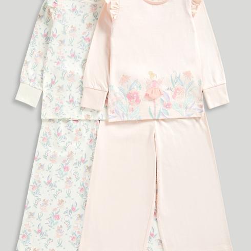 Mothercare Girls Nightwear Fairy Full Sleeves 4-Piece Pyjama Set-Light Pink