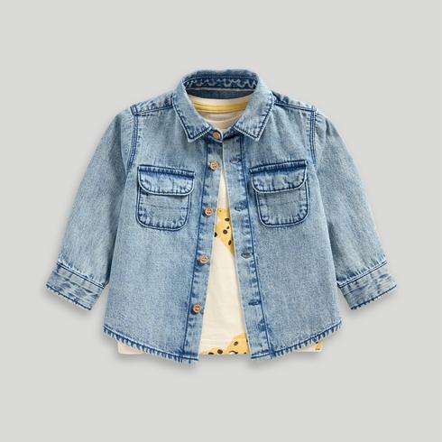 Mothercare Boys Junglemania Denim Shirt and T-Shirt 2-Piece Set-Blue