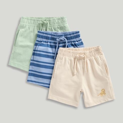 Mothercare Boys Junglemania Jungle 100% Cotton Jersey Shorts-Pack of 3-Light Brown