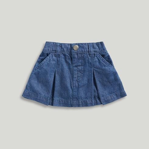 Mothercare Girls Sunflower 100% Cotton Pleated Skirt-Blue