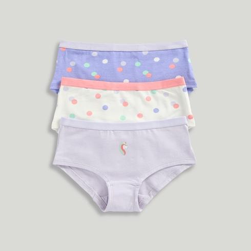 Mothercare Girls Party Horse Hipster Briefs-Pack of 3-Cream