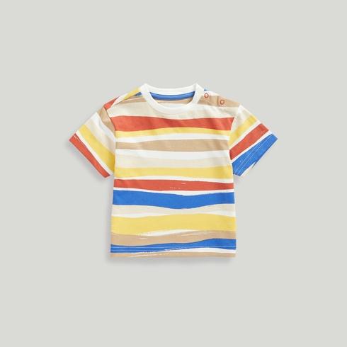 Mothercare Boys Technicolour Everley Striped 100% Cotton T-Shirt-Red