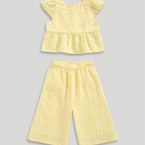 Mothercare Girls Sunflower Blouse and Trousers 2-Piece Set-Light Yellow