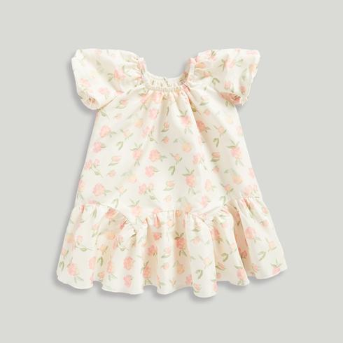 Mothercare Girls Occasionwear Floral Printed Dress-Light Pink
