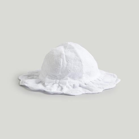 Mothercare Girls Broderie UPF50+ 100% Cotton Sun Hat With Bow Accent-White