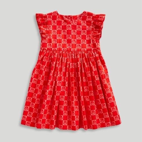 Mothercare Junior Girls Be Mine 100% Cotton Tulip Dress-Red