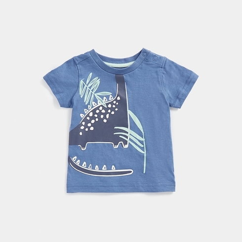 Mothercare Boys Short Sleeve Dino Deisgn T-Shirt -Blue