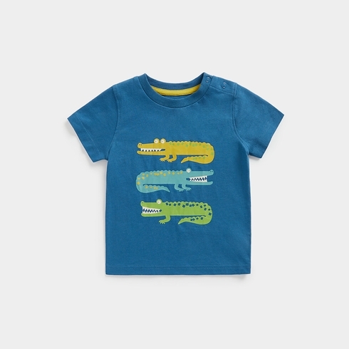 Mothercare Boys Short Sleeve Crocodile Print T-Shirt -Blue