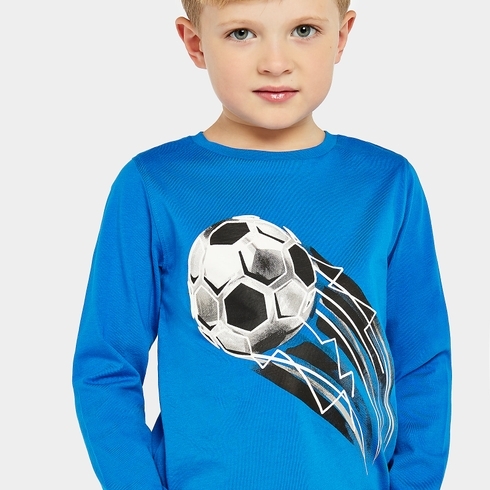 Mothercare Boys Full Sleeves Football Print T-Shirt -Blue