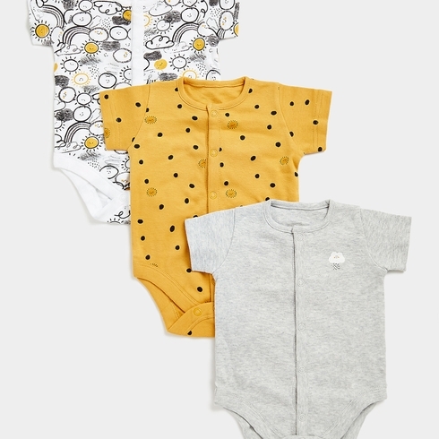 Mothercare Unisex Full Sleeves Bodysuit-Pack Of 3-Multicolor