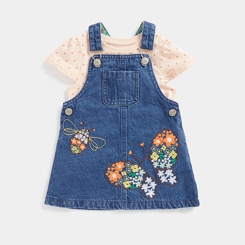 Mothercare Girls Short Sleeve Dungaree Set -Multicolor