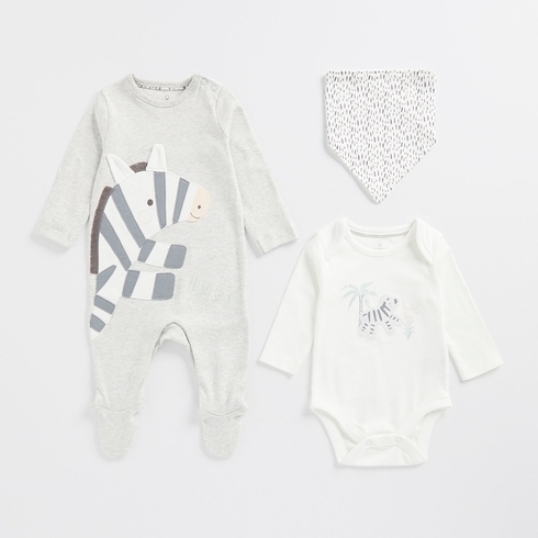 Mothercare Unisex Full Sleeves My First Collection Gift Set-Pack of 3-Grey