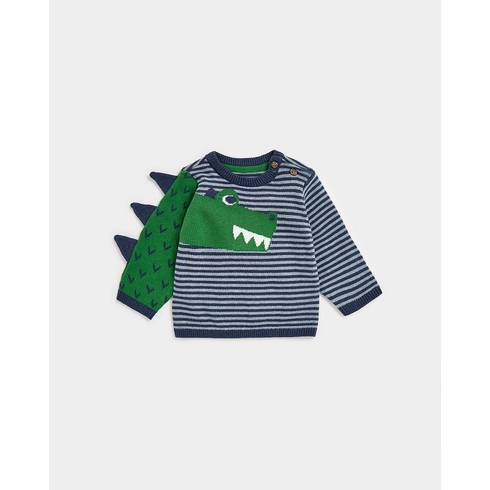 Boys Full Sleeves Sweaters 3D Dino Design-Navy