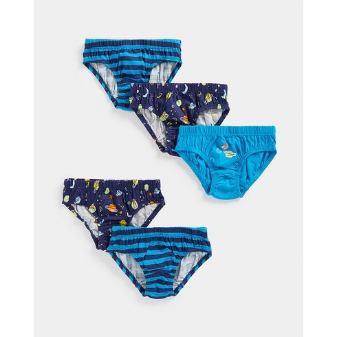 Boys Briefs Space Prints-Pack Of 5-Navy
