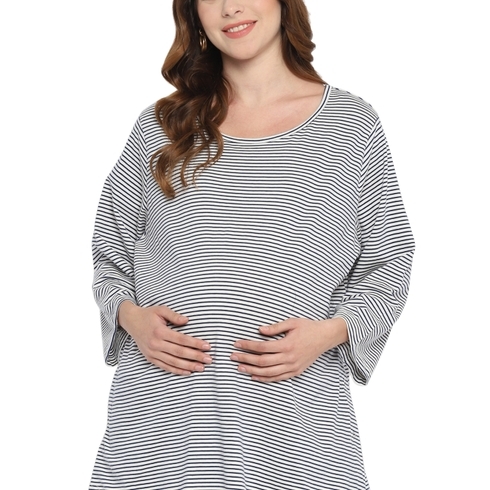 Momsoon Women 3/4th Sleeves Maternity Top -Multicolor