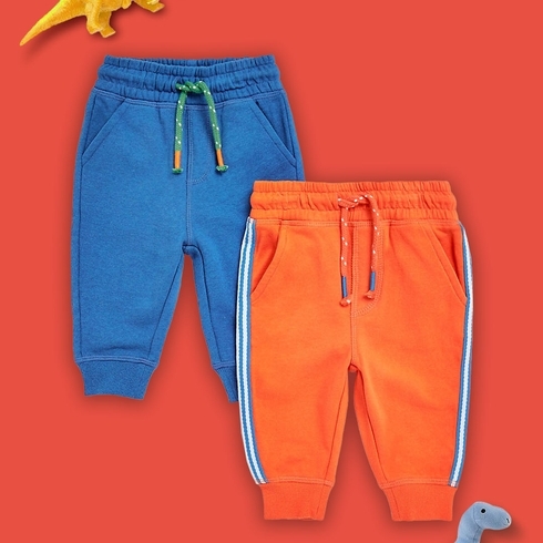 Boys Jogger Side Tape-Pack Of 2-Multicolor