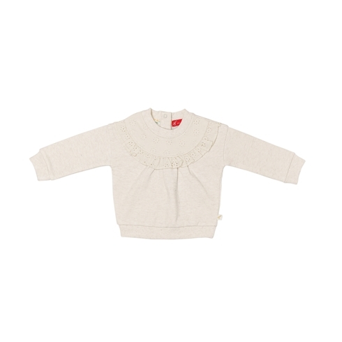 H By Hamleys Girls Full Sleeve Sweatshirt Neck Details-Cream