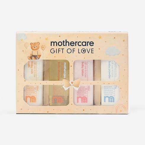 Mothercare All We Know Baby Toiletries Gift Pack P5 - Baby Lotion(300ml), Baby Shampoo(300ml), Baby Milk Bath(300ml), Baby Powder(125g) and Baby Comb(Free)