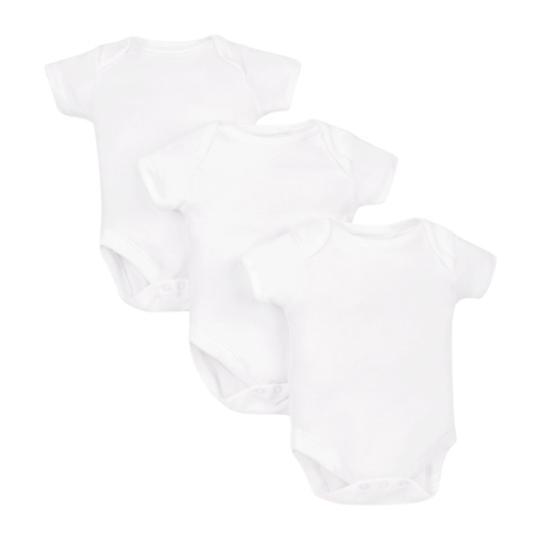 Unisex Half Sleeves Bodysuit - Pack Of 3 - White