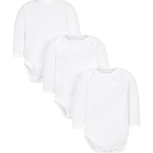Unisex Full Sleeves Bodysuit - Pack Of 3 - White