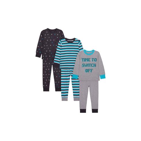 Girls Full Sleeves Text Print And Striped Pyjamas - Pack Of 3 - Multicolor