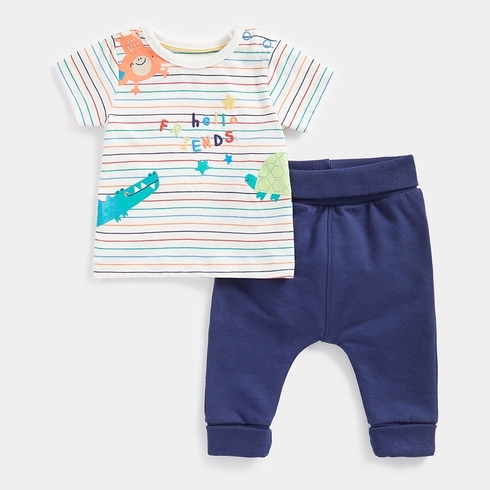 Mothercare Boys Jogger T-Shirt Set-Pack Of 2-Multicolor