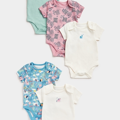 Mothercare Boys Half Sleeves Bodysuit - Pack of 5 - Multicolour